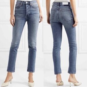 RE/DONE Originals High Rise Ankle Crop Stretch Mid 80's Wash Button‎ Fly Size 25